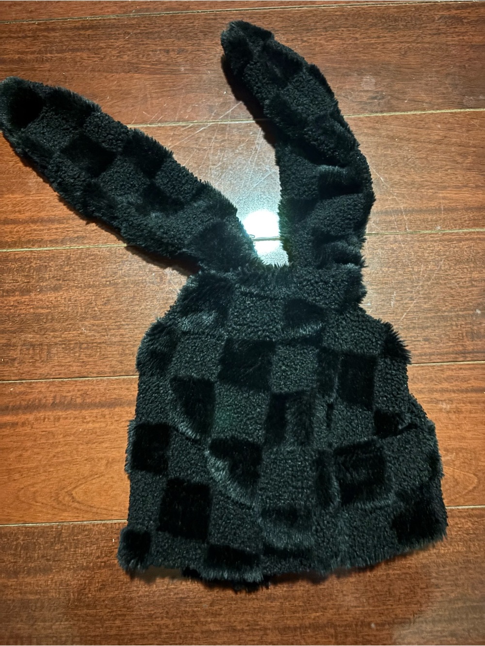 Men Plush Bunny-Ear Hooded Jacket - Black